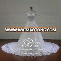 hot sale off shoulder design luxury beadind on bodice princess ball gown bridal wedding dress