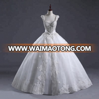 High Quality Hand Beaded Appliqued Wedding Gown Sweetheart Cap Sleeve Tulle Luxury Princess Ball Gown Wedding Dresses 2018  S006