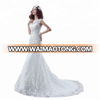 2018 cheap Africa  wedding dress Robe De  Mariage  Appliqued Wedding Gown Tulle  lace  Mermaid bridal wedding gowns S228