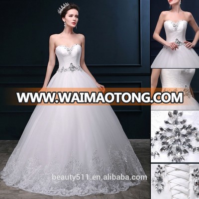 Beading A-line Sweetheart Neckline Sleeveless Floor-length Lace Princess bridal wedding dresses WD1610