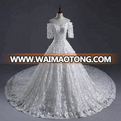 2018 New Arrival  ball gown Wedding Dresses  long sleeve pakistani wedding bridal dresses  beaded Lace Wedding gowns S014