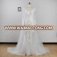 New collection long sleeves fit and flare illusion neckline  lace wedding dress with convertible train